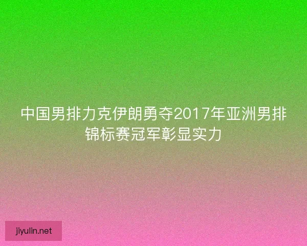 中国男排力克伊朗勇夺2017年亚洲男排锦标赛冠军彰显实力