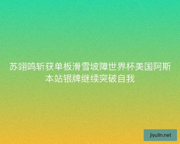 苏翊鸣斩获单板滑雪坡障世界杯美国阿斯本站银牌继续突破自我