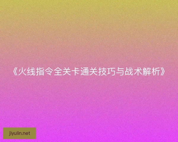 《火线指令全关卡通关技巧与战术解析》