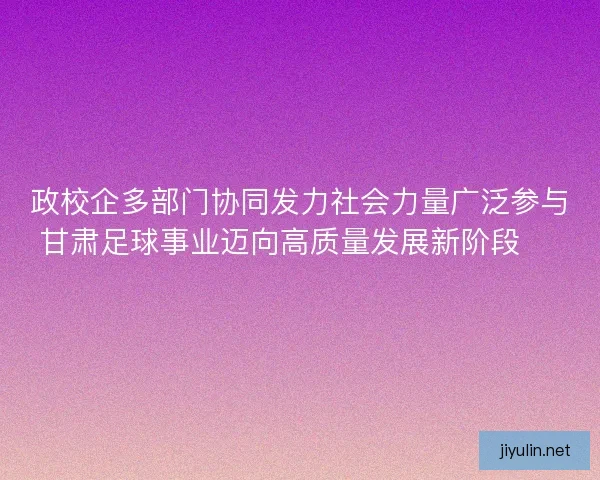 政校企多部门协同发力社会力量广泛参与甘肃足球事业迈向高质量发展新阶段 ⚽️