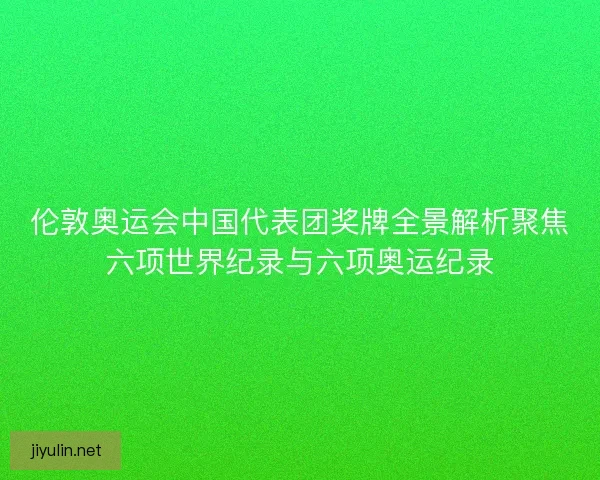 伦敦奥运会中国代表团奖牌全景解析聚焦六项世界纪录与六项奥运纪录